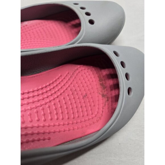 CROCS Women's Tone Skylar 7US Gray/Pink  Rubber Slip On Slingback Mary Jane Flat - Picture 12 of 12